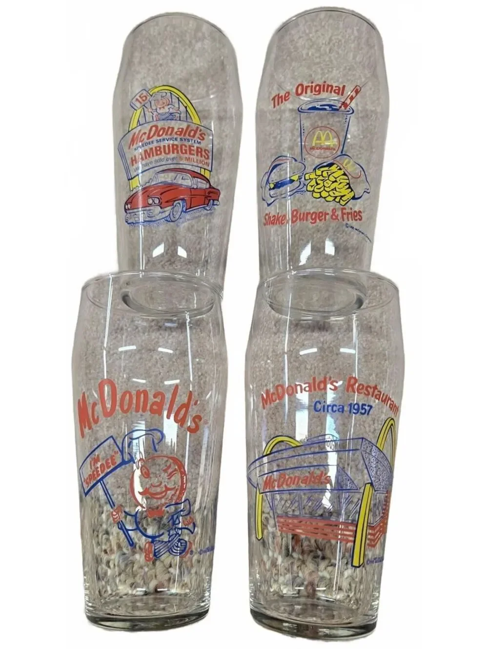 Vintage 1995 McDonald's Collectible Glasses Set of 4  Retro Advertising Graphics